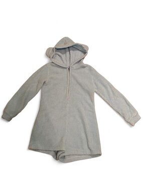 Cozy Hooded Teddy Romper in Light Blue